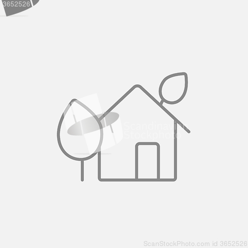 Image of Eco-friendly house line icon.