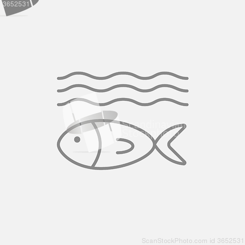 Image of Fish under water line icon.