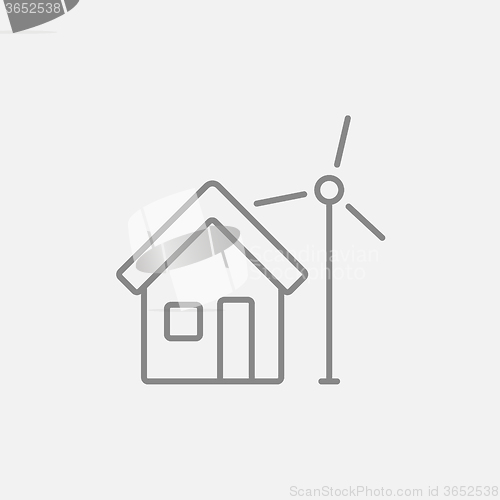 Image of House with windmill line icon.