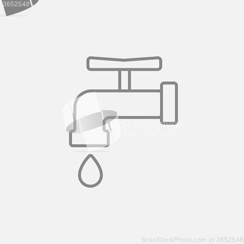 Image of Faucet with water drop line icon.