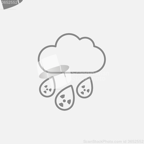 Image of Radioactive cloud and rain line icon.