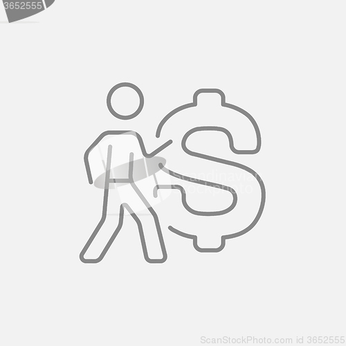 Image of Businessman with a big dollar symbol line icon.