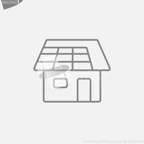 Image of House with solar panel line icon.