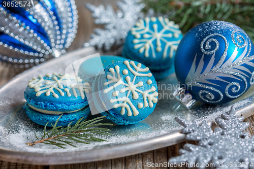 Image of Macarons with Christmas decor.