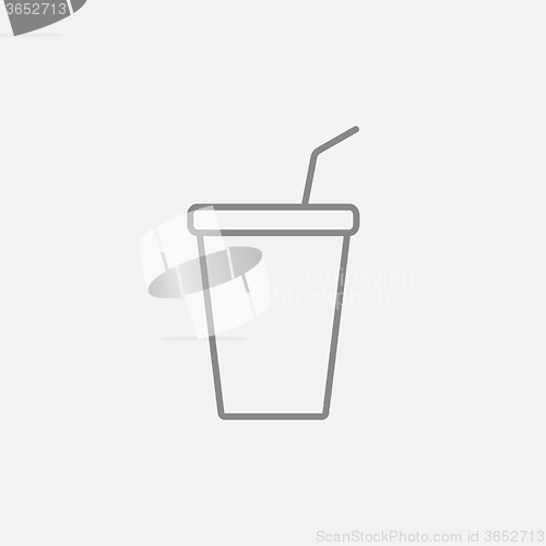 Image of Disposable cup with drinking straw line icon.