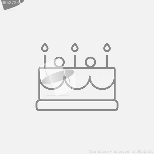 Image of Birthday cake with candles line icon.