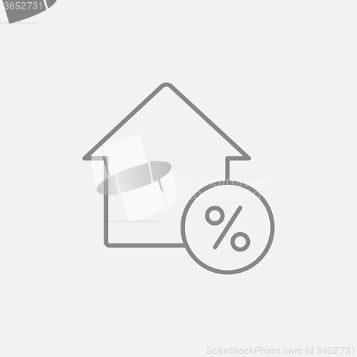 Image of House with discount tag line icon.