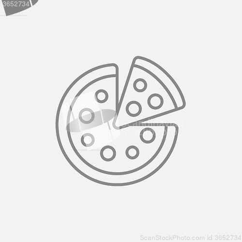 Image of Whole pizza with slice line icon.