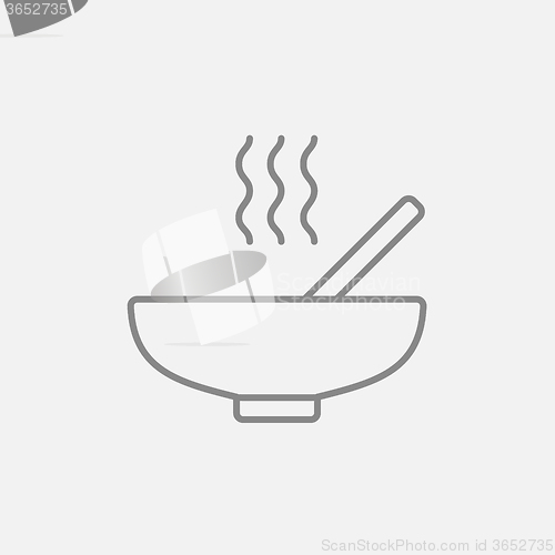 Image of Bowl of hot soup with spoon line icon.