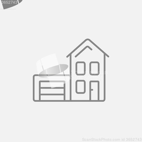 Image of House with garage line icon.