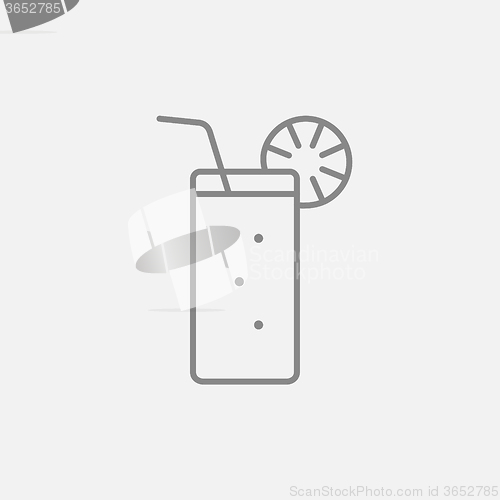 Image of Glass with drinking straw line icon.
