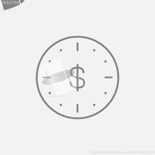 Image of Wall clock with dollar symbol line icon.