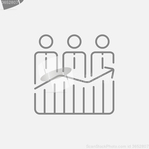 Image of Businessmen standing on profit graph line icon.