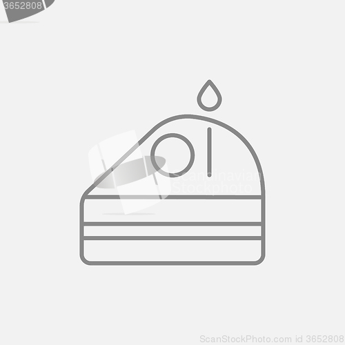 Image of Slice of cake with candle line icon.