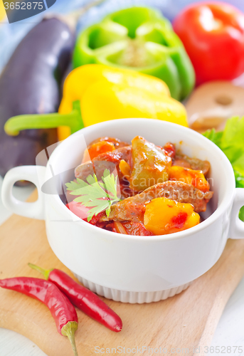 Image of baked meat and vegetables
