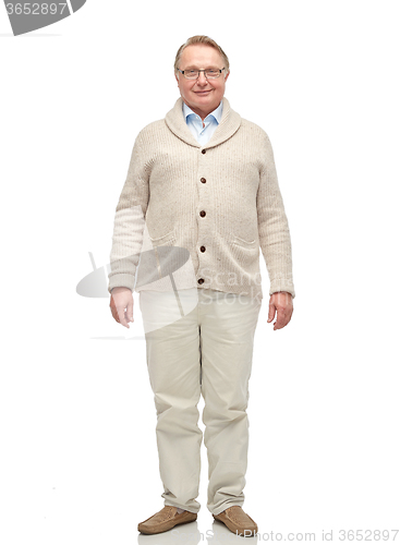 Image of smiling senior man in cardigan