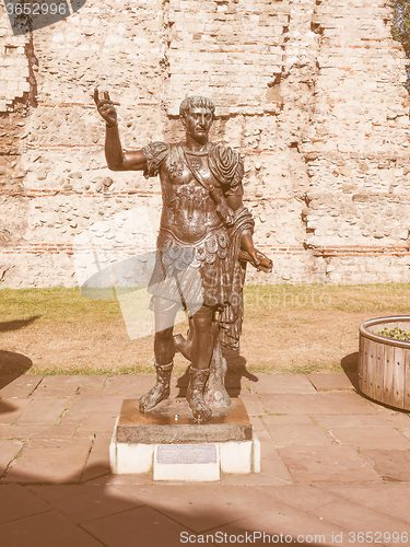 Image of Retro looking Trajan statue in London
