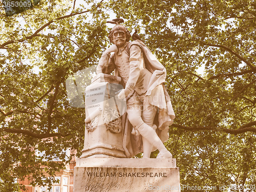 Image of Retro looking Shakespeare statue in London