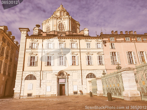 Image of Retro looking San Lorenzo church Turin