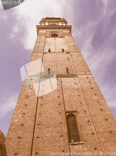 Image of Retro looking Turin Cathedral steeple