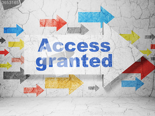Image of Security concept: arrow with Access Granted on grunge wall background