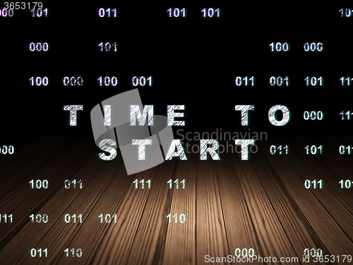 Image of Time concept: Time to Start in grunge dark room