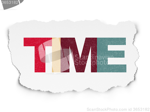 Image of Timeline concept: Time on Torn Paper background