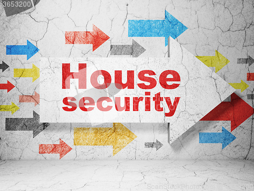 Image of Privacy concept: arrow with House Security on grunge wall background