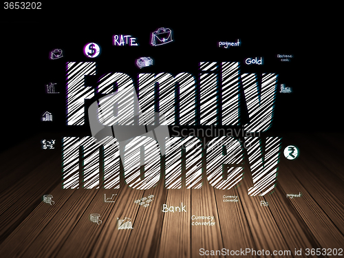 Image of Currency concept: Family Money in grunge dark room