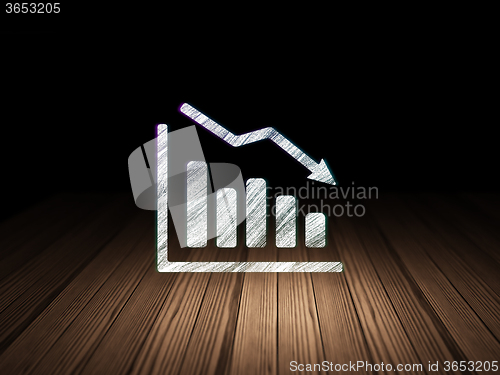 Image of Marketing concept: Decline Graph in grunge dark room