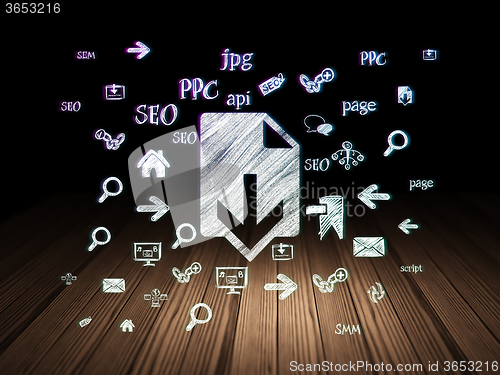 Image of Web design concept: Download in grunge dark room