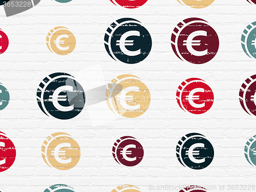 Image of Currency concept: Euro Coin icons on wall background