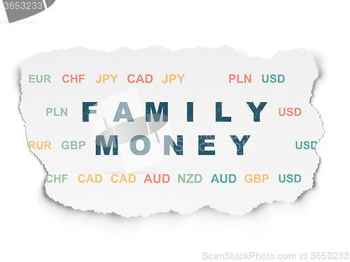 Image of Currency concept: Family Money on Torn Paper background