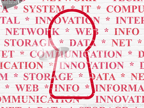 Image of Data concept: Keyhole on wall background
