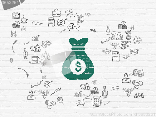Image of Finance concept: Money Bag on wall background