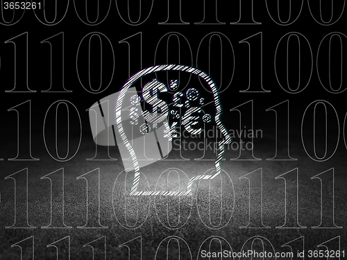 Image of Business concept: Head With Finance Symbol in grunge dark room