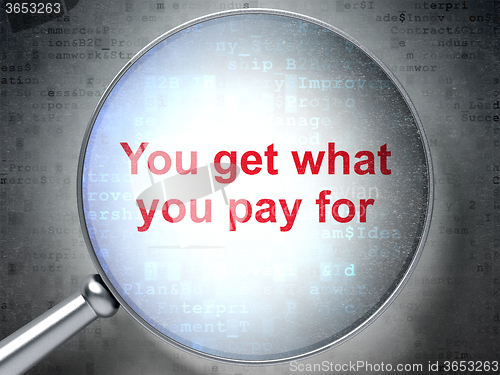 Image of Finance concept: You get what You pay for with optical glass