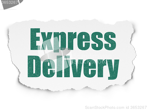 Image of Finance concept: Express Delivery on Torn Paper background