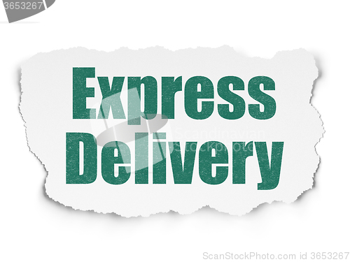 Image of Finance concept: Express Delivery on Torn Paper background
