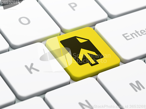 Image of Web development concept: Upload on computer keyboard background