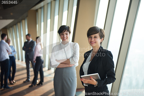 Image of business people group, females as team leaders