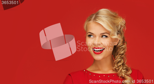 Image of lovely smiling woman in red