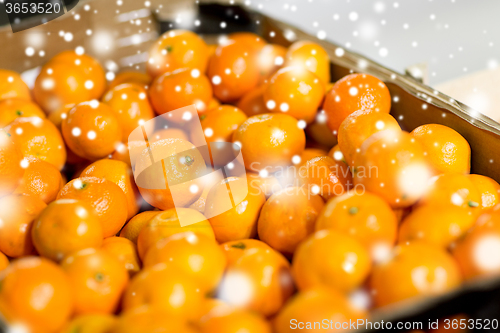 Image of ripe mandarins at food market or farm