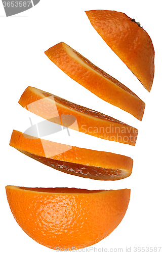 Image of Orange with floating slices