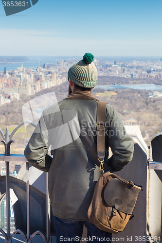 Image of Tourist enjoying in New York City panoramic view.