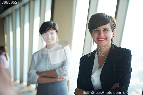 Image of business people group, females as team leaders