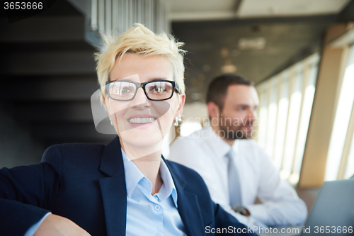 Image of blonde business woman on meeting