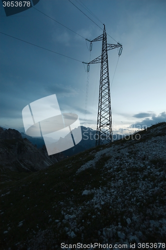 Image of Electric lines in mountains