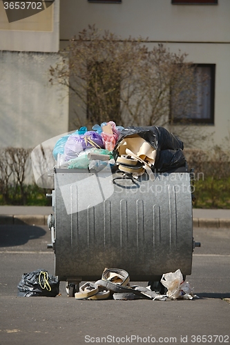 Image of Garbage Containers Full, Overflowing