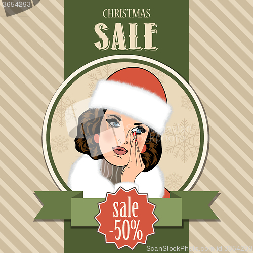 Image of Christmas sale design with sexy Santa girl